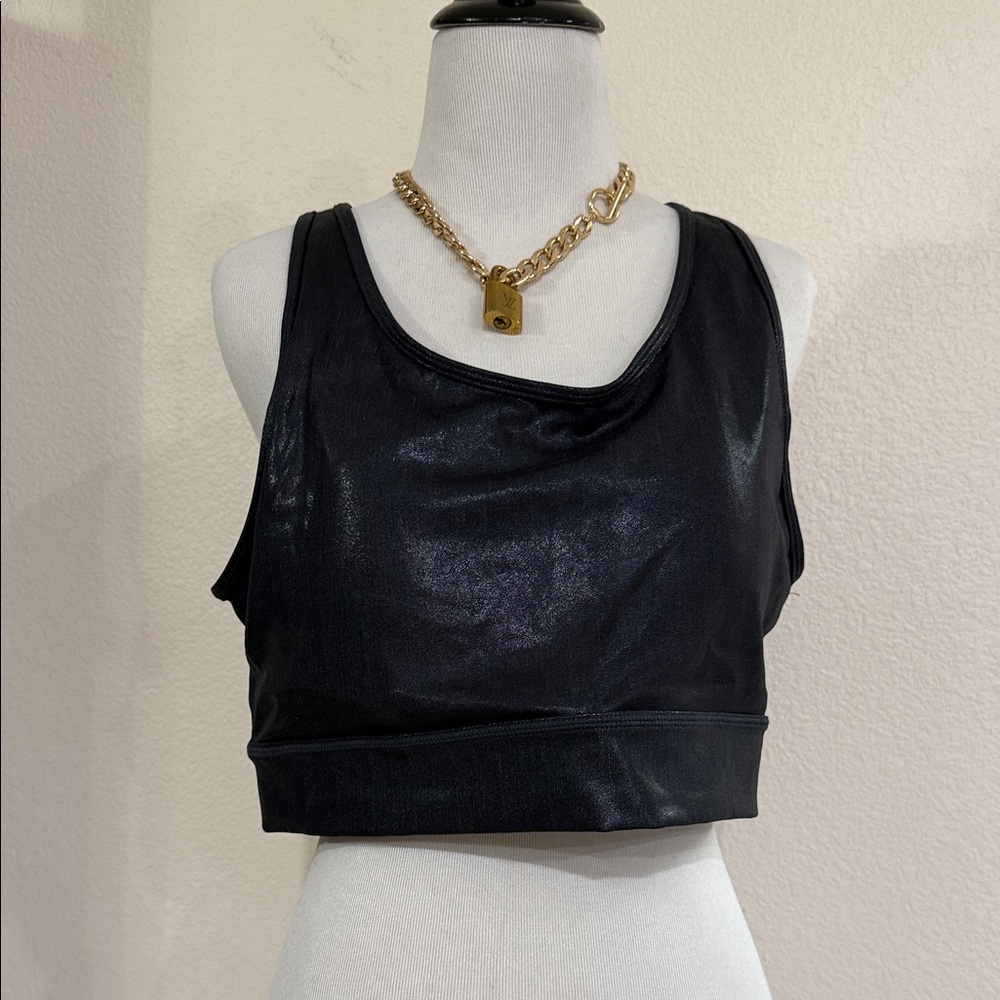 Mono B Black Shimmery Women's Sports Bra  Top size 2XL EUC